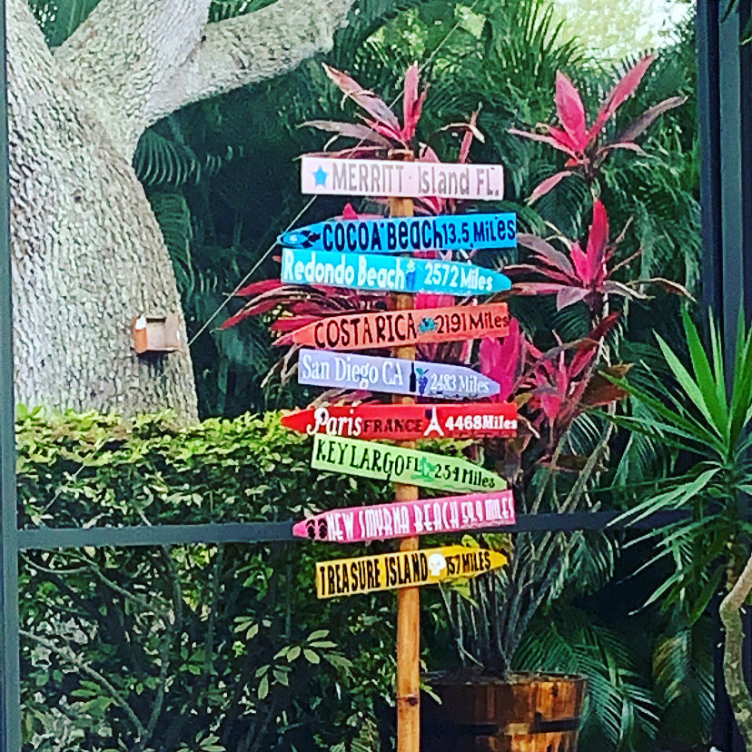 Directional  signs,destination signs  personalized mile marker stake, personalized destination arrows, outdoor garden stakes, pool decor